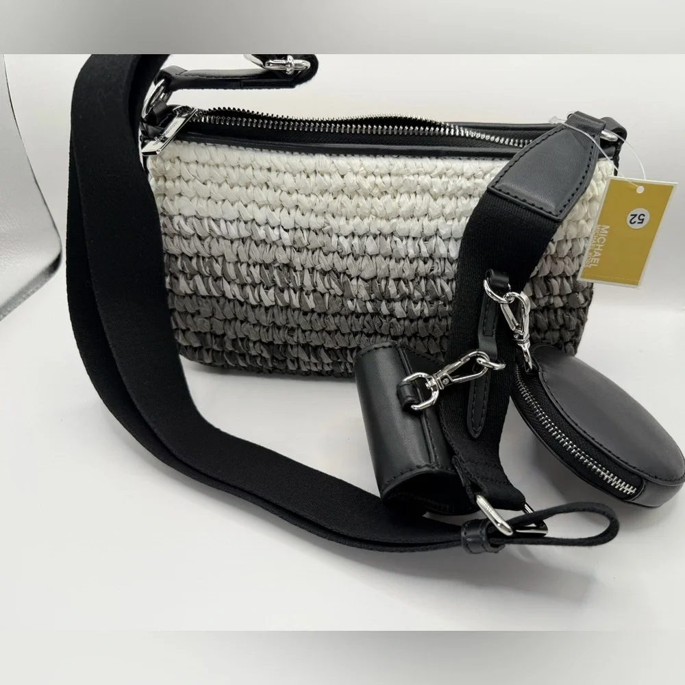 Michael Kors straw Ombré Jersey Crossbody with 2 detachable pouches NWT ret 398
